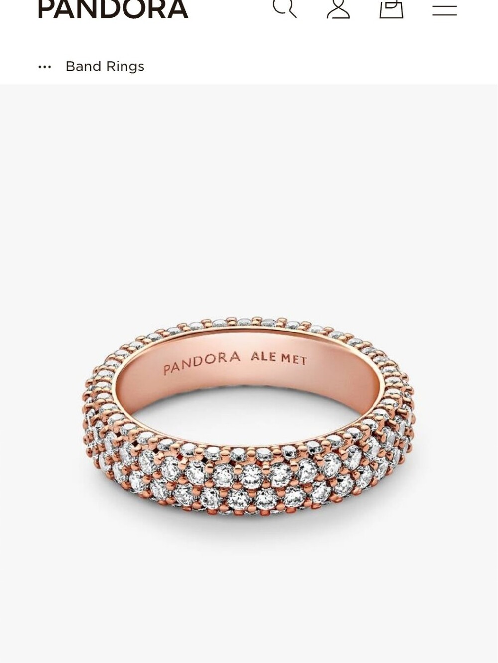 Pandora Pave Rose Gold Ring Boxed Pandora Tote Beautiful - Picture 3 of 6